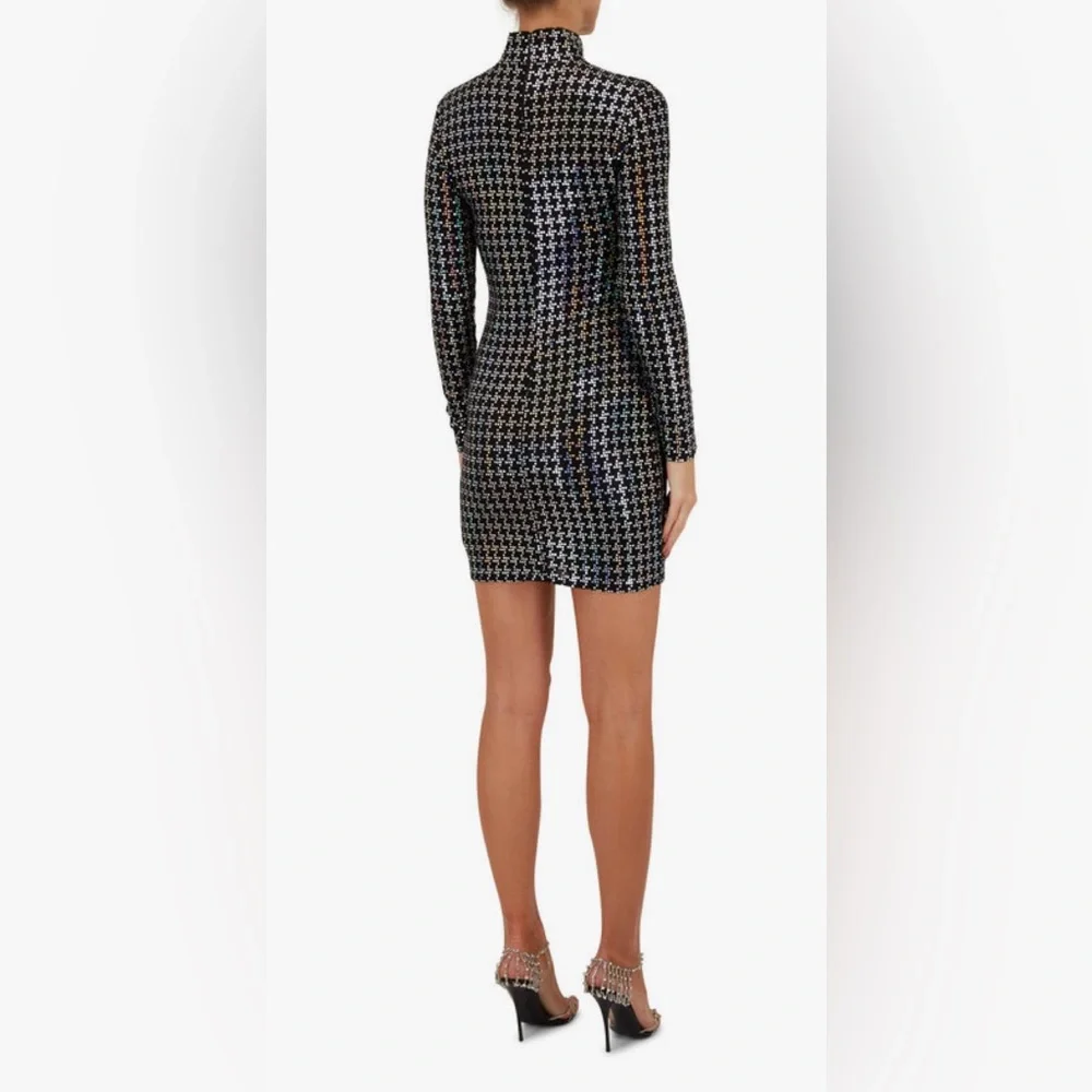 L'AGENCE Cher Black Sparkle Turtleneck Mini Dress, pre-owned, size XS/T - Picture 2 of 8